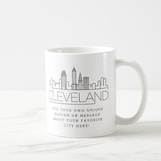 Cleveland Stylized Skyline | Custom Slogan Coffee Mug (Right)
