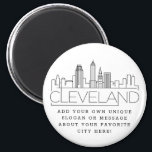 Cleveland Themed | Custom City Message or Slogan Magnet<br><div class="desc">A unique magnet favor representing the beautiful city of Cleveland,  Ohio.  
This keychain features a stylized illustration of the city's unique skyline with its name underneath.
Underneath the city name is a spot for your unique slogan or statement about your favorite city.</div>