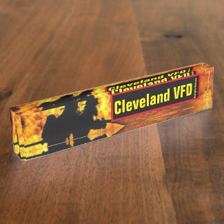 Cleveland VFD Flames desk name plate