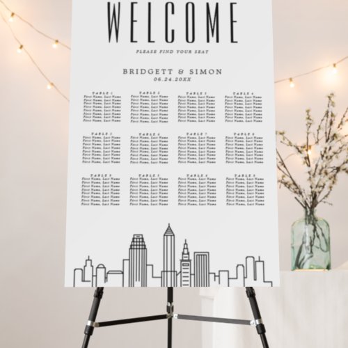 Cleveland Wedding  12 Table Seating Chart Foam Board