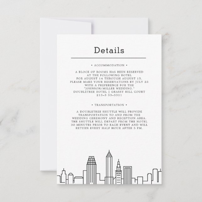 Cleveland Wedding | Guest Details Invitation (Front)