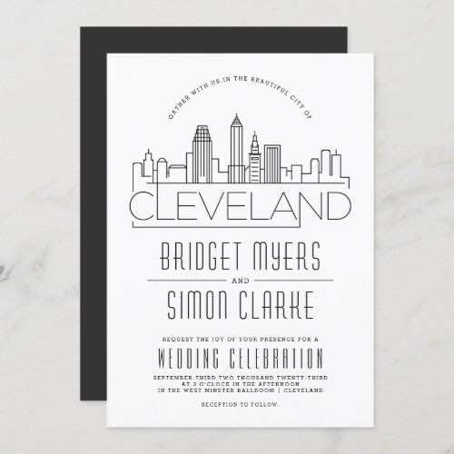 Cleveland Wedding  Stylized Skyline Invitation
