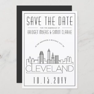 Cleveland Wedding   Stylized Skyline Save the Date Invitation