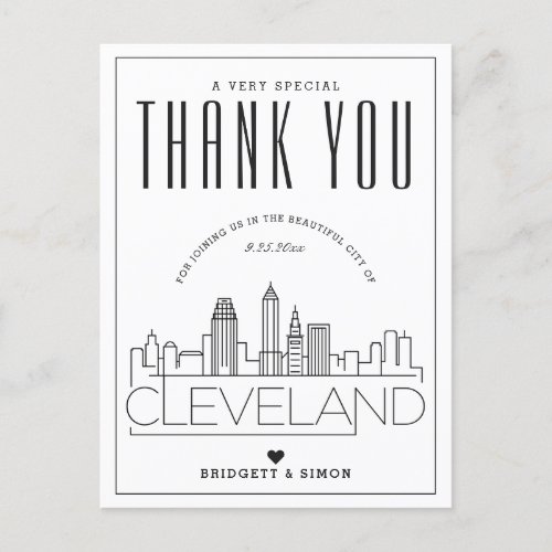 Cleveland Wedding  Thanks for Coming Postcard