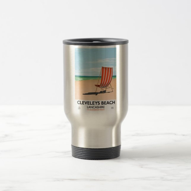 Cleveleys Beach Lancashire seaside poster Travel Mug (Center)