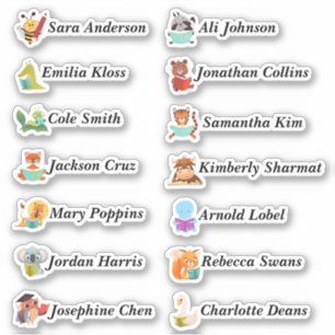Clever Animals Custom Multiple Name Stickers