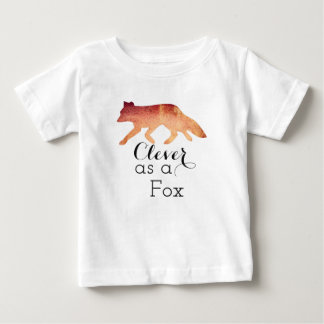 Clever as a Fox Typographical Watercolor Baby T-Shirt