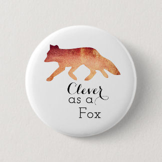 Clever as a Fox Typographical Watercolor Pinback Button