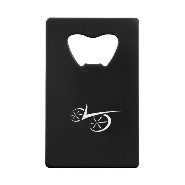 Clever Black Defined Biking Template Credit Card Bottle Opener (Front)