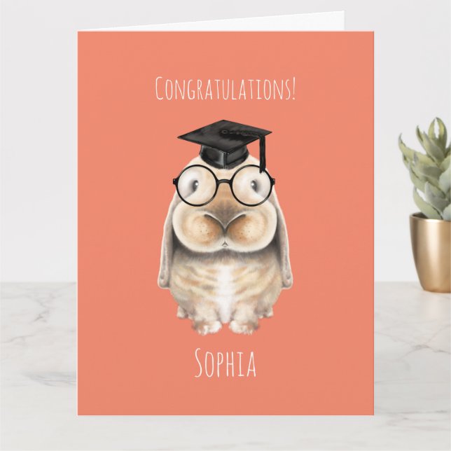 Clever Bunny Personalized Graduation Card (Small Plant)