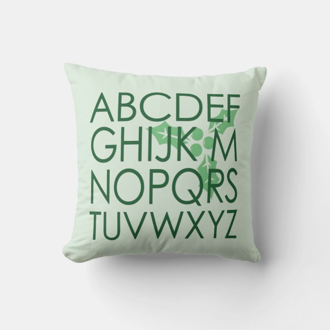 Clever Christmas Noel (No L) Funny Green Alphabet Throw Pillow (Front)
