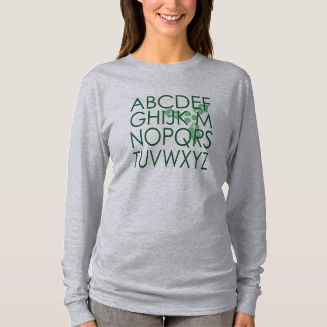 Clever Christmas Noel (No L) Green Alphabet Holly T-Shirt (Front)