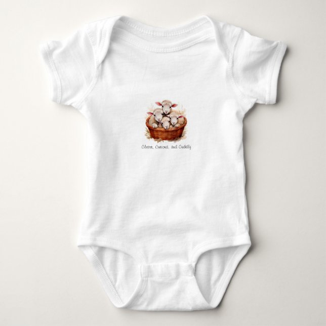Clever, Curious, and Cuddly – Lamb Baby Tee (Front)