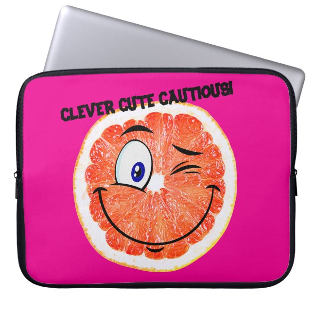 CLEVER CUTE CAUTIOUS Laptop Sleeve! Sleeve (Front)