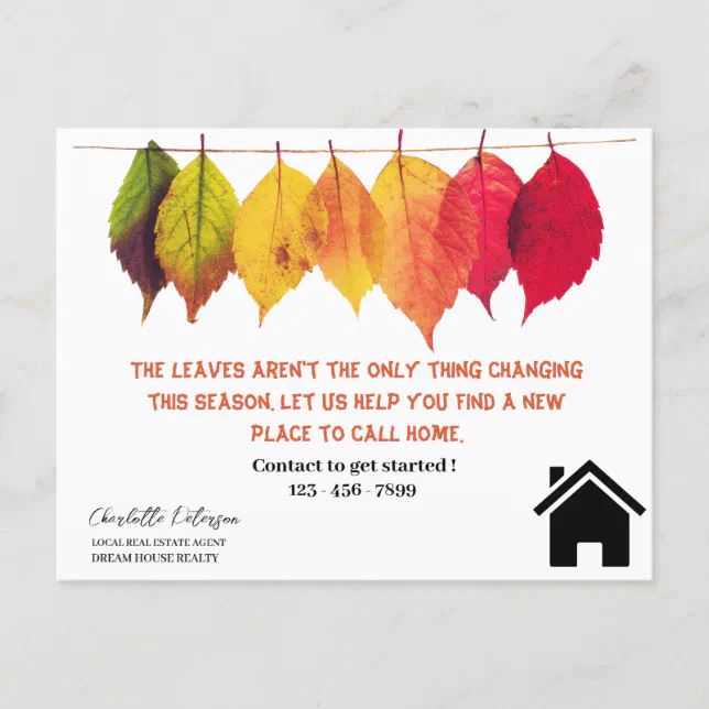 Clever Fall Real Estate Farming Prospecting Postcard Zazzle