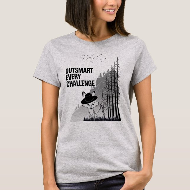 Clever Fox Motivational Design T-Shirt (Front)