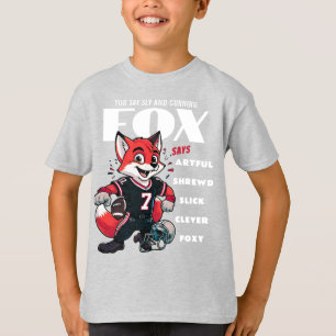 Clever Foxy Fox Gray Cartoon Boys Ash T-Shirt