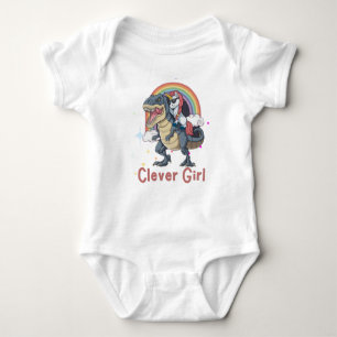 Clever Girl- Unicorn Riding Dinosaur Edition Baby Bodysuit