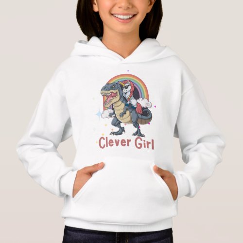 Clever Girl_ Unicorn Riding Dinosaur Edition Hoodie