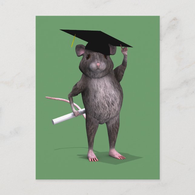 Clever Graduation Rat Announcement Postcard (Front)