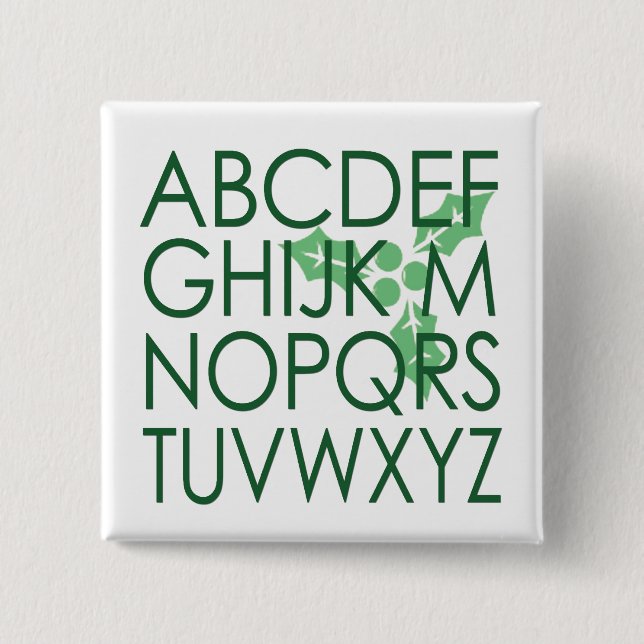 Clever Green Christmas Noel (No L) Nerdy Pun Holly Button (Front)