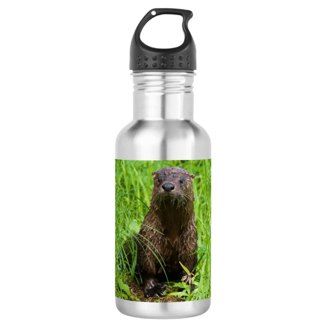 Clever River Otter Stainless Steel Water Bottle (Front)