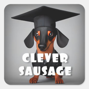 Clever Sausage Dog Square Sticker