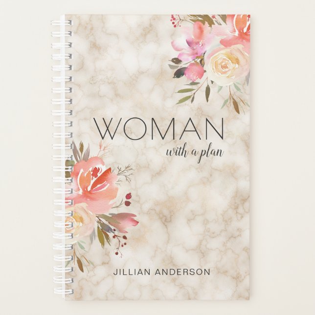 Clever Woman With a Plan Floral Personalized Planner (Front)