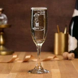 Cleverly Disguised As A Senior Citizen Golf Etched Champagne Flute