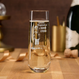 Cleverly Disguised As A Senior Citizen Golf Etched Stemless Champagne Flute