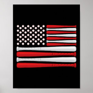 Clic American Baseball Flag - Vintage Baseball Fla Poster