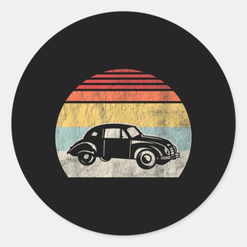 Clic Bug Car Silhouette Retro Vintage Sunset Classic Round Sticker