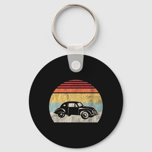 Clic Bug Car Silhouette Retro Vintage Sunset Keychain