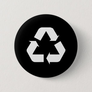 Clic Green-white Recycle Sign Design Standard Button
