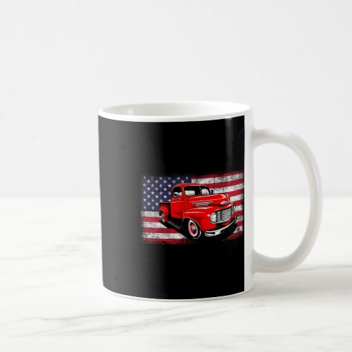 Clic Old Pickup Truck American Flag 4th Of July  Coffee Mug