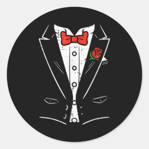 Clic Tuxedo Red Rose Costume Cool Valentines Day M Classic Round Sticker