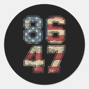 Clic Vintage 80s Style 86 47 Anti Trump Usa Flag Classic Round Sticker