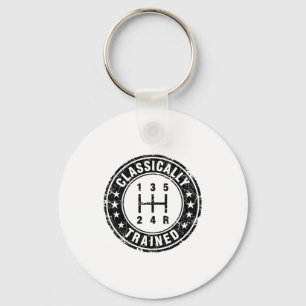 Clically Trained Car Guy Manual Transmission Stick Keychain