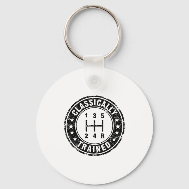 Clically Trained Car Guy Manual Transmission Stick Keychain (Front)