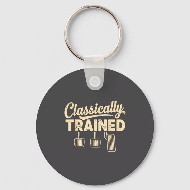 Clically Trained Retro Racing Three Pedals Manual  Keychain (Front)