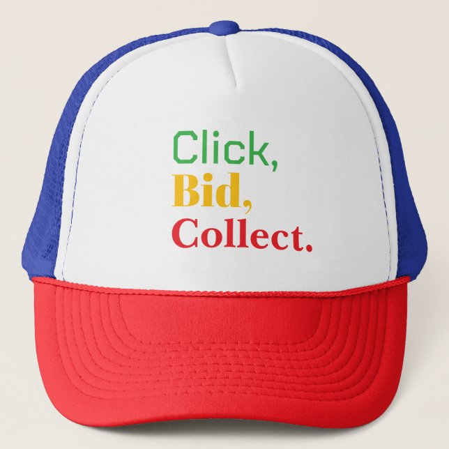 Click, Bid, Collect. Book tshirt Trucker Hat (Front)