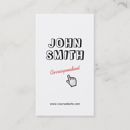 Customizable Click! Outline Text Correspondent Business Card