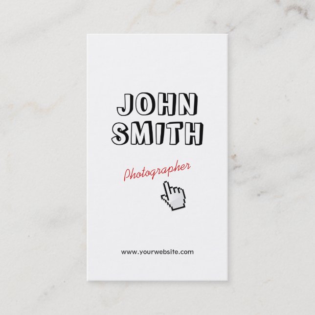 Click! Outline Text Photographer Business Card (Front)