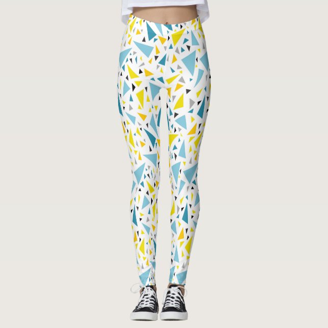 Click to favorite design  Yellow and blue triangle Leggings (Front)