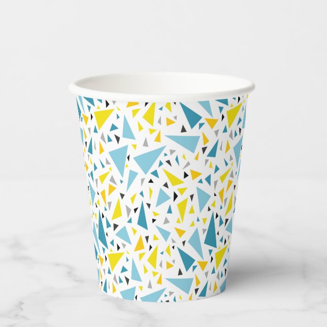 Click to favorite design  Yellow and blue triangle Paper Cups (Front)