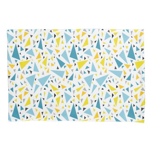 Click to favorite design  Yellow and blue triangle Pillow Case (Front)