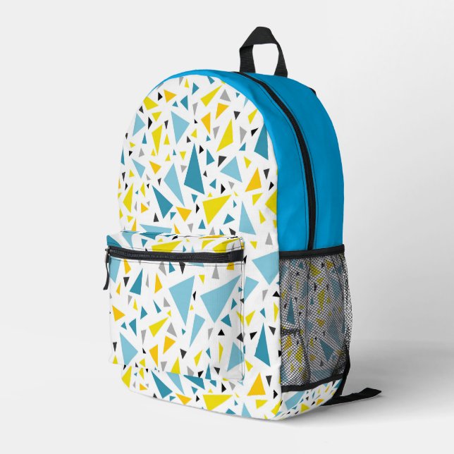 Click to favorite design  Yellow and blue triangle Printed Backpack (Back Corner Right)