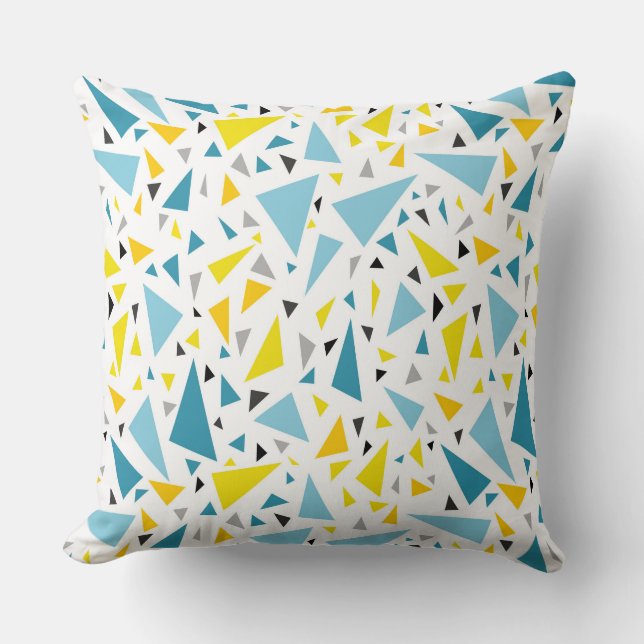 Click to favorite design  Yellow and blue triangle Throw Pillow (Front)