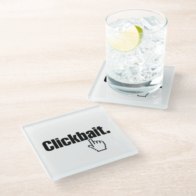 Clickbait. Glass Coaster (Angled)