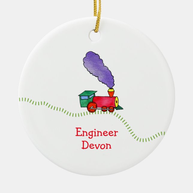 Clickety Clack Train Ceramic Ornament (Front)